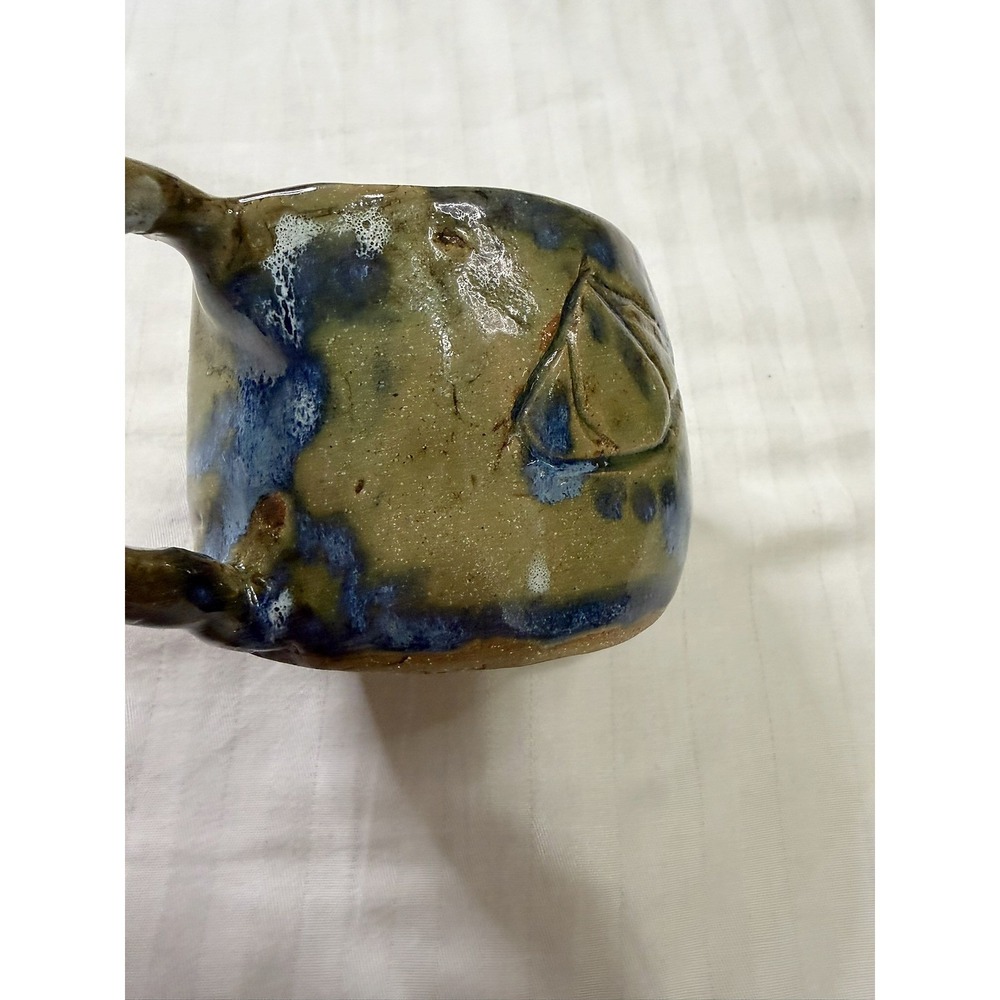 Mara Mexico Studio Pottery Cyclist Mug Hand Built Blue Glazed Organic Cup Set - Picture 8 of 16